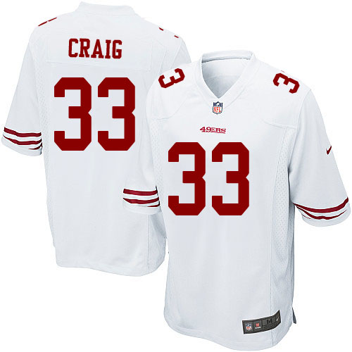 Men's Nike San Francisco 49ers #33 Roger Craig Game Road White NFL Jersey