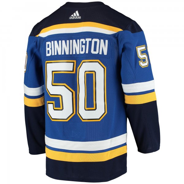 Men's St. Louis Blues Jordan Binnington adidas Blue Home Player Jersey