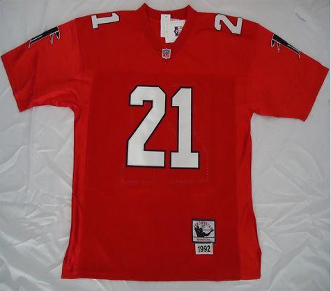 Mitchell And Ness Atlanta Falcons #21 Deion Sanders Red Throwback Stitched NFL Jersey