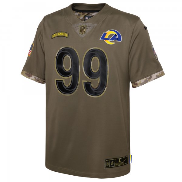 Youth Los Angeles Rams Aaron Donald Nike Olive 2022 Salute To Service Player Limited Jersey