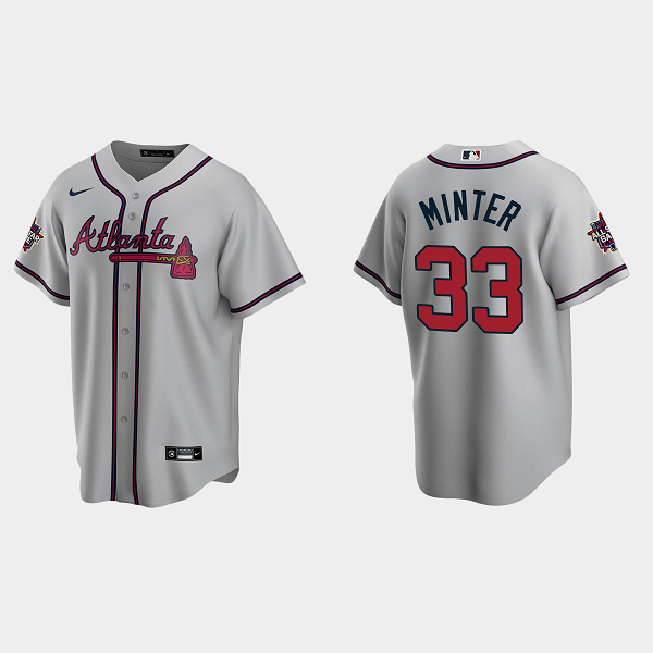 Men's Atlanta Braves #33 A.J. Minter Gray 2021 MLB All-Star Jersey