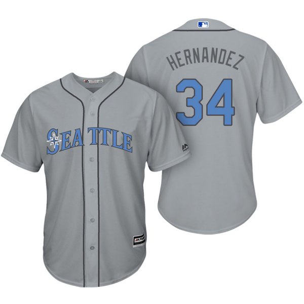 Seattle Mariners #34 Felix Hernandez 2017 Father's Day Gray Jersey