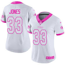 Women's Nike Green Bay Packers #33 Aaron Jones White Pink Limited NFL.jpg