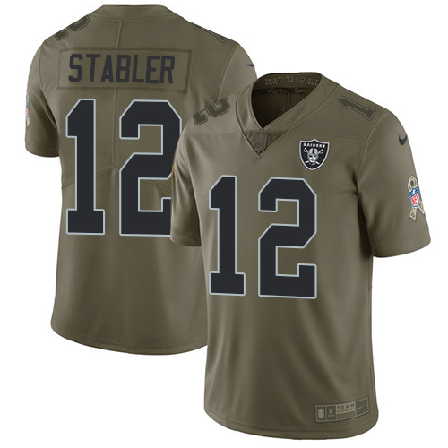 Nike Las Vegas Raiders #12 Kenny Stabler Olive Men's Stitched NFL Limited 2017 Salute To Service Jersey