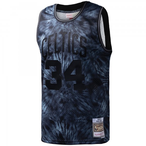 Men's Boston Celtics Paul Pierce Mitchell & Ness Black Hardwood Classics 2007/08 Tie-Dye Swingman Jersey