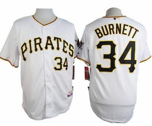 Pittsburgh Pirates #34 A. J. Burnett White Cool Base Stitched MLB Jersey