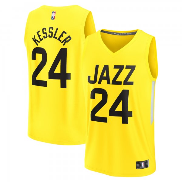 Youth Utah Jazz Walker Kessler Fanatics Yellow Fast Break Player Jersey - Icon Edition