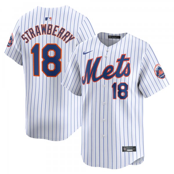 Men's New York Mets #18 Darryl Strawberry Nike White Home Limited Player Jersey