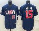 Men's USA Baseball #15 Bobby Witt Jr 2023 Navy World Baseball Classic Stitched Jerseys