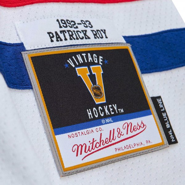 Men's Montreal Canadiens Patrick Roy Mitchell & Ness White  1992/93 Blue Line Player Jersey