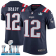 Youth Nike NFL New England Patriots #12 Tom Brady Limited Navy Blue Rush Vapor Untouchable Super Bowl LII Jersey