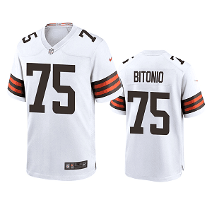 Men's Cleveland Browns #75 Joel Bitonio White 2020 Game Jersey