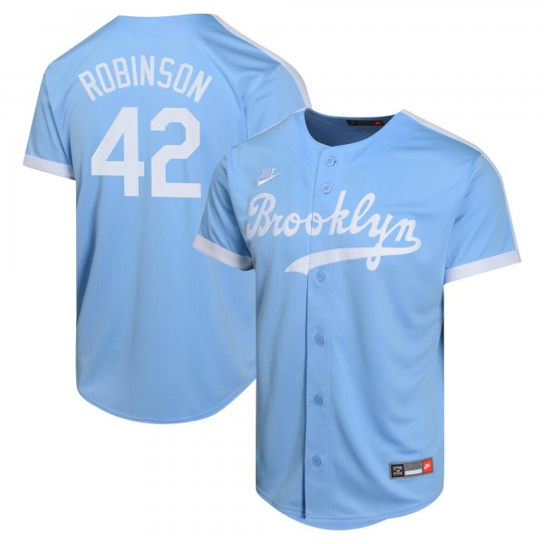 Youth Brooklyn Dodgers Jackie Robinson Nike Light Blue Cooperstown Collection Limited Player Jersey