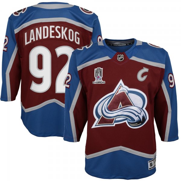 Youth Colorado Avalanche Gabriel Landeskog Burgundy Home 2022 Stanley Cup Champions Premier Player Jersey