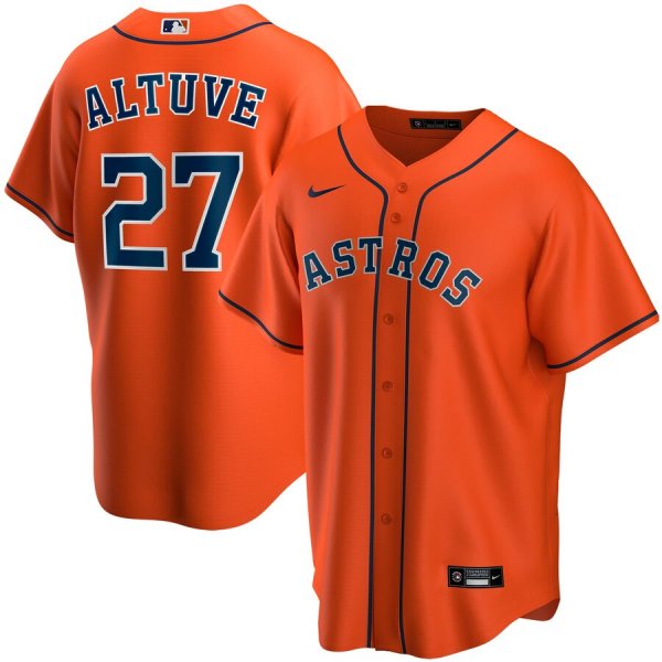 Men's Nike Houston Astros #27 Jose Altuve Orange Alternate 2020 MLB Jersey