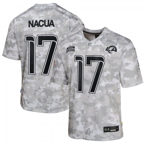 Youth Los Angeles Rams #17 Puka Nacua Nike Arctic Camo 2024 Salute to Service Game Jersey