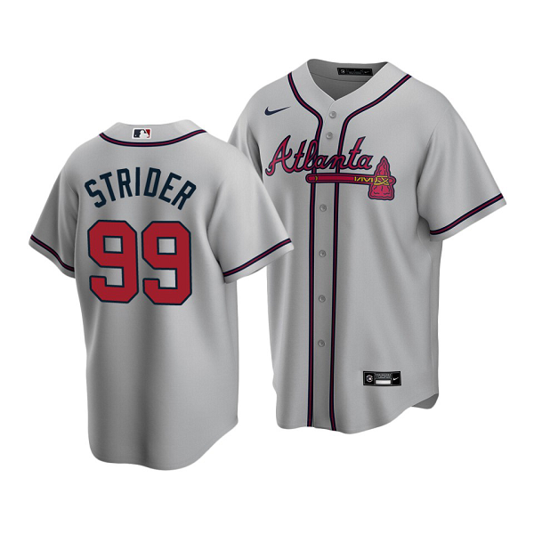 Youth Atlanta Braves #99 Spencer Strider Gray Cool Base Road Jersey