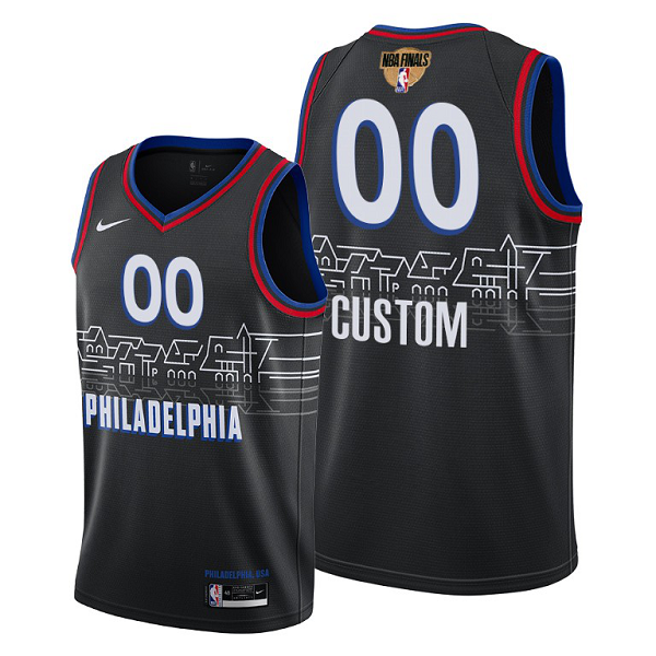 Men's Nike Philadelphia 76ers #00 Black 2021 NBA Playoffs Custom Jersey