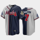 Men's Atlanta Braves 1995 Throwback Split Dansby Swanson Gray Navy 2021 World Series Champions MLB Jersey