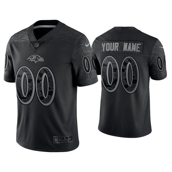 Men's Nike NFL Baltimore Ravens Custom Reflective Limited Black Jersey