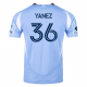 adidas Zidane Yañez New York City FC Home Jersey 25/26 w/ MLS Patches (Bahia Light Blue)