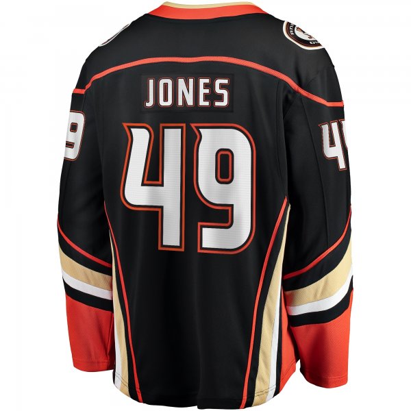 Men's Anaheim Ducks Max Jones Fanatics Black Home Breakaway Jersey