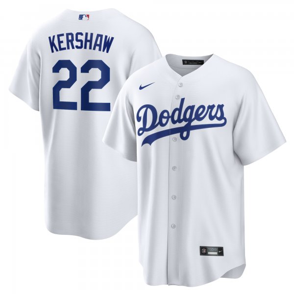 Men's Los Angeles Dodgers Clayton Kershaw Nike White Home Replica Player Name Jersey