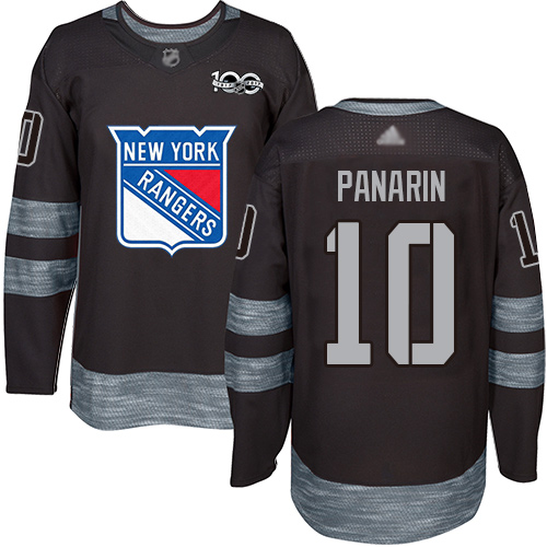 New York Rangers #10 Artemi Panarin Black 1917-2017 100th Anniversary Stitched NHL Jersey