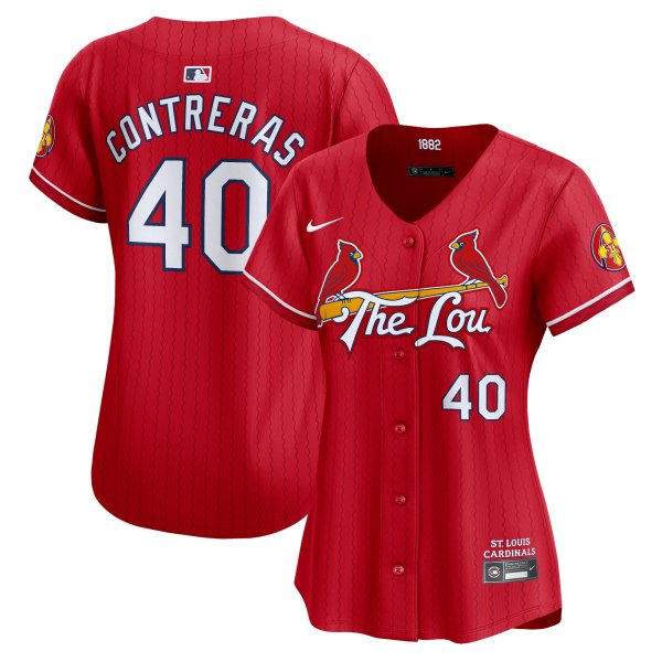 Women's Nike St. Louis Cardinals #40 Willson Contreras Red 2024 City Connect Limited Player Jersey