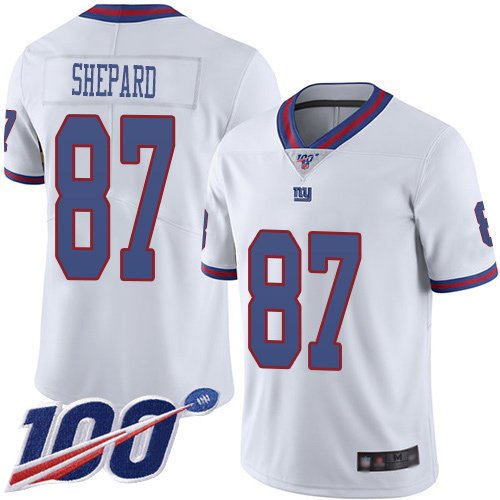 New York Giants #87 Sterling Shepard White Youth Stitched NFL Limited Rush 100th Season Jersey