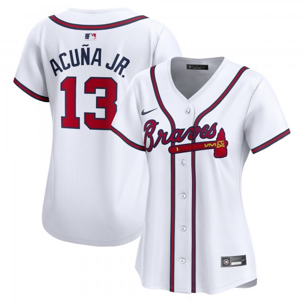 Women's Atlanta Braves #13 Ronald Acuna Jr. Nike White Home Limited Player Jersey