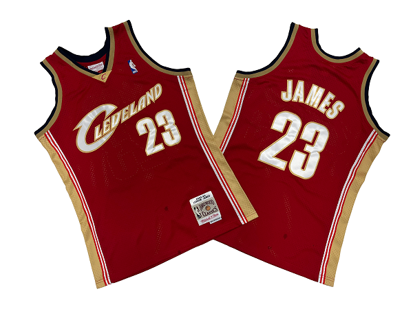 Men's Cleveland Cavaliers #23 LeBron 2002-04 Red Mitchell and Ness NBA Jersey