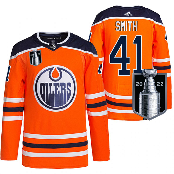 Men's Edmonton Oilers Mike Smith 2022 Stanley Cup Playoffs #41 Orange Primegreen Jersey