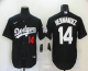 Men's Nike Los Angeles Dodgers #14 Enrique Hernandez Black Stitched MLB Cool Base Jersey