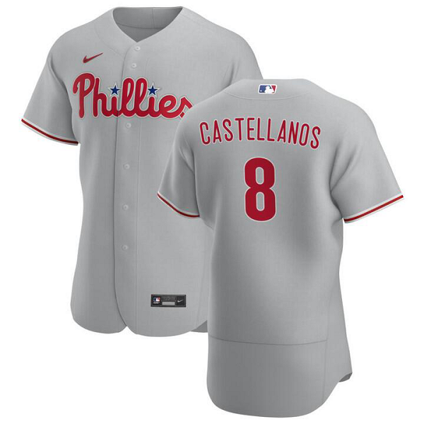 Men's Philadelphia Phillies #8 Nick Castellanos 2022 Nike Home Player Grey MLB Jersey