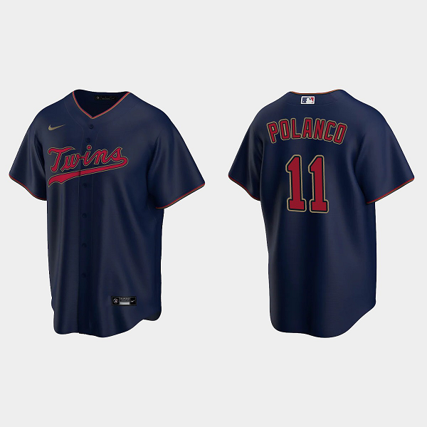 Men's Minnesota Twins #11 Jorge Polanco Navy 2020 Cool Base Alternate MLB Jersey