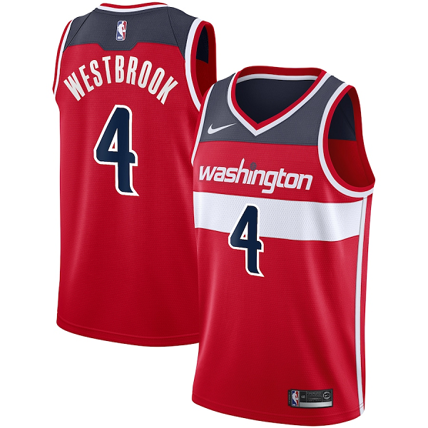 Men's Nike Washington Wizards Russell Westbrook #4 Red 2021 Swingman Icon Edition NBA Jersey