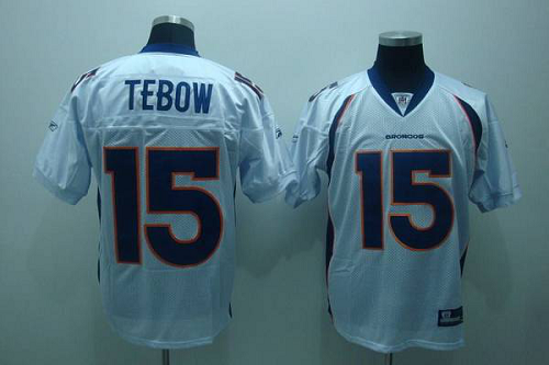 Men's Denver Broncos #15 Tim Tebow White Stitched NFL Jersey