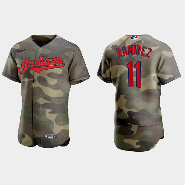 Jose Ramirez Cleveland Indians 2021 National Armed Forces Day MLB Jersey - Camo