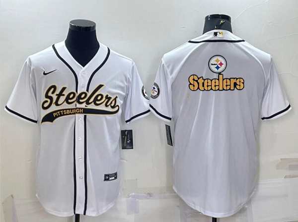 Men's Pittsburgh Steelers Blank White Stitched Baseball Cool Base Jersey