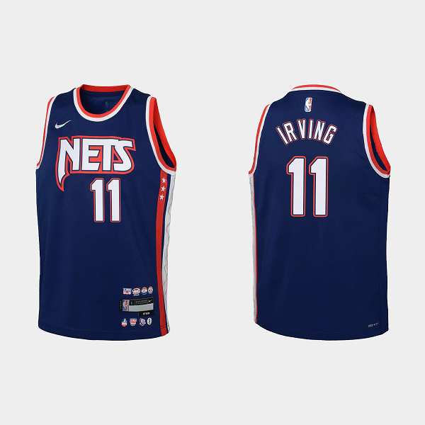 Youth Brooklyn Nets #11 Kyrie Irving 2021-22 75th Anniversary City Navy NBA Jersey