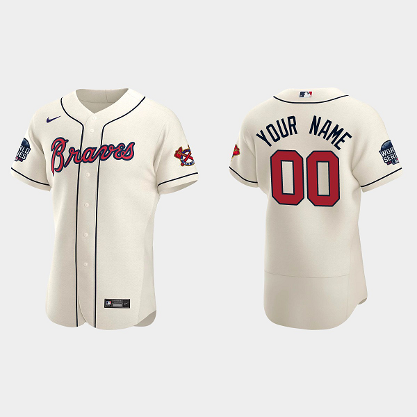 Custom Atlanta Braves 2021 World Series MLB Flexbase Jersey - Cream