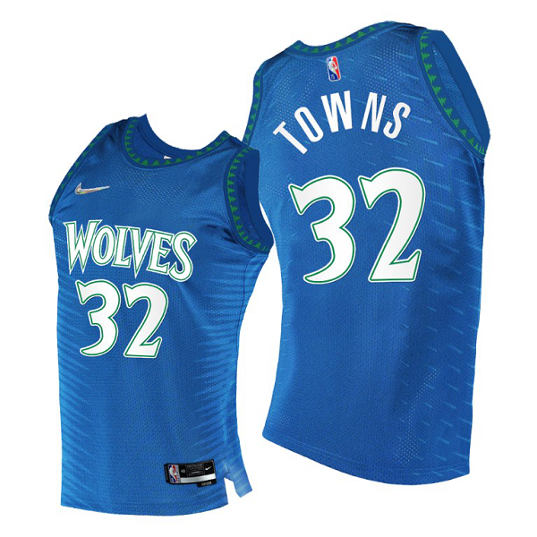 Men's Minnesota Timberwolves #32 Karl-Anthony Towns 2021-22 75th Diamond Anniversary Royal City Edition NBA Jersey