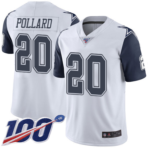 Dallas Cowboys #20 Tony Pollard White Youth Stitched NFL Limited Rush 100th Season Jersey