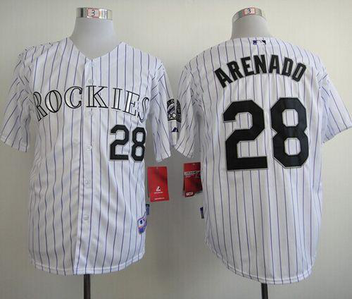 Colorado Rockies #28 Nolan Arenado White Cool Base Stitched MLB Jersey