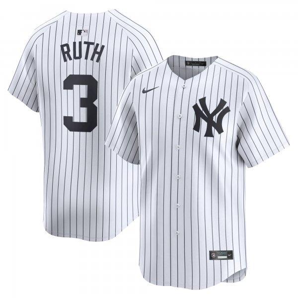 Men's New York Yankees #3 Babe Ruth Nike White Home Limited Player Jersey