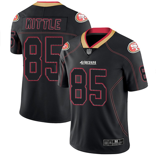 San Francisco 49ers #85 George Kittle Lights Out Black Men's Stitched NFL Limited Rush Jersey