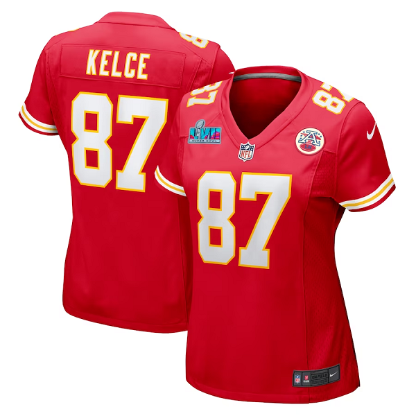 Women's Kansas City Chiefs #87 Travis Kelce Red Super Bowl LVII Jersey