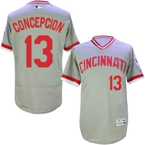 Cincinnati Reds #13 Concepcion Grey Flexbase Collection Cooperstown Stitched MLB Jersey