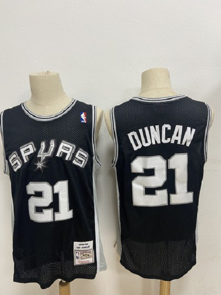 Men's San Antonio Spurs #21 Tim Duncan Black Hardwood Classics Soul Swingman Throwback Jersey